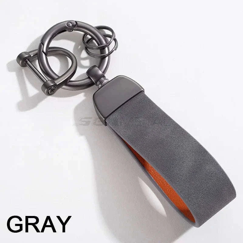 Vintage Suede Car Keychain Ring-Blue