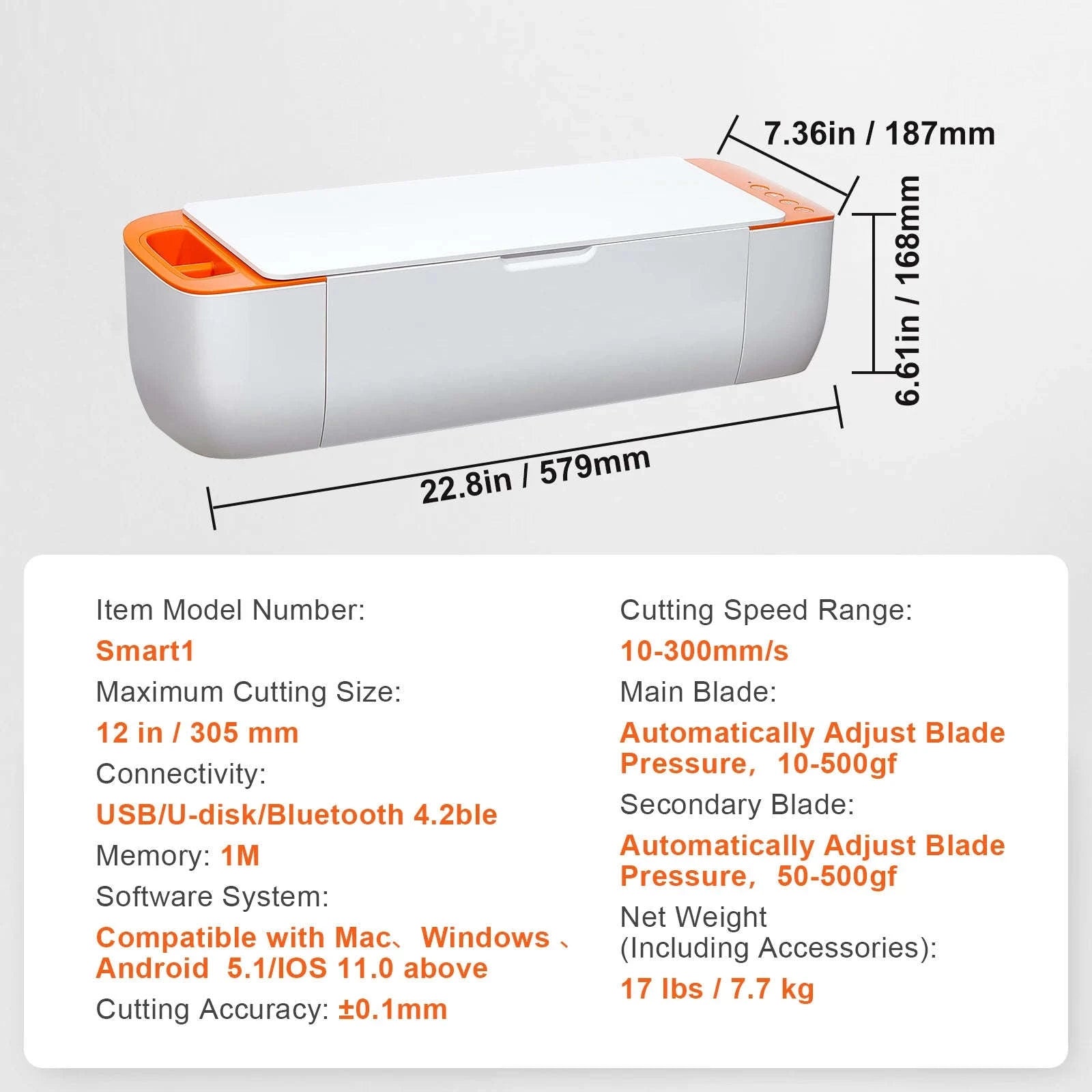 Vinyl Cutter Machine with Software, 3 Blades, Pen Holder, 14 Inch-Orange White / Poland