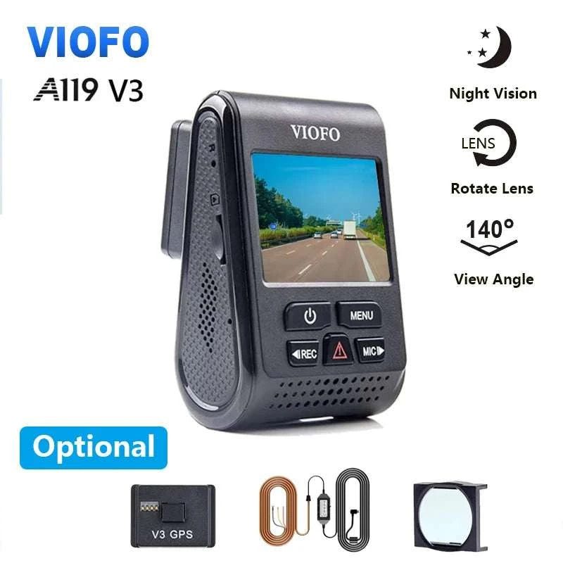 VIOFO A119 V3 2K Quad HD Dash Cam with Night Vision & Parking Mode-Add GPS / None