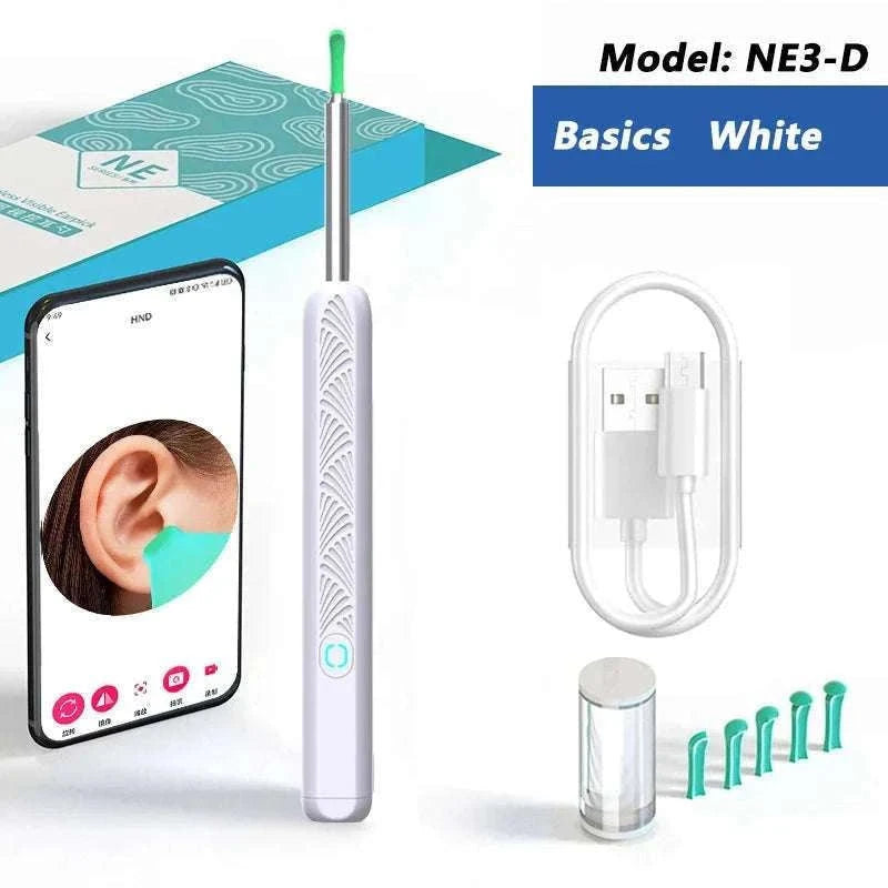 Visual Ear Wax Cleaner with Camera for Clear Home Ear Care-NE3-D Basics White