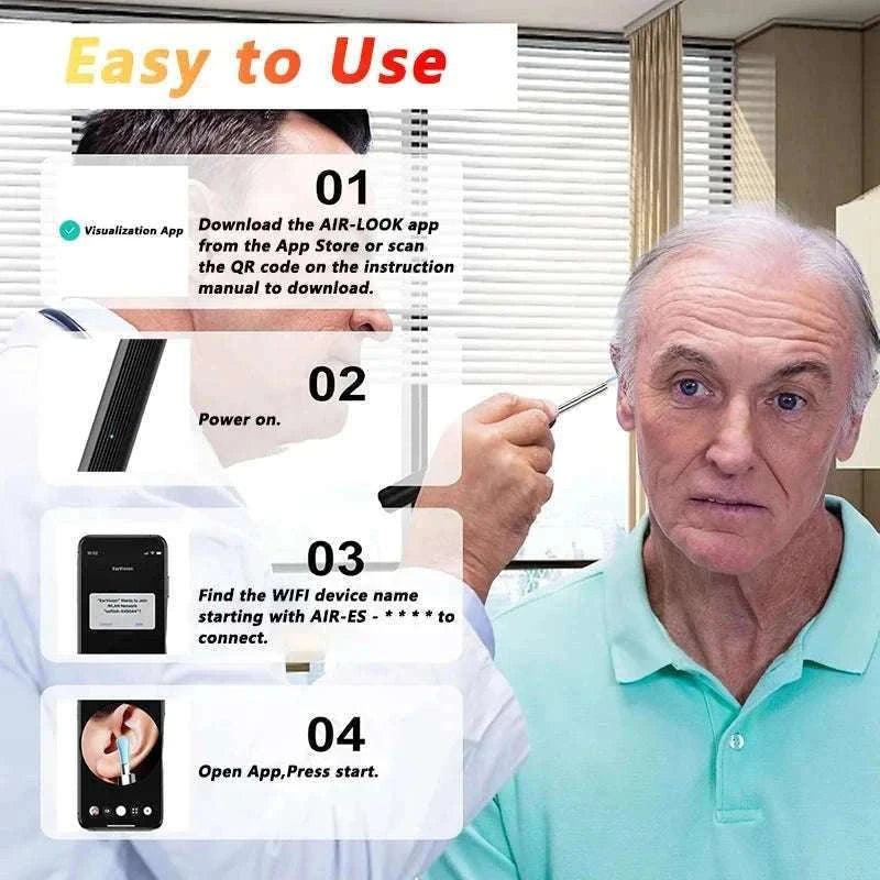 Visual Ear Wax Cleaner with Camera for Clear Home Ear Care-NE3-D Basics White