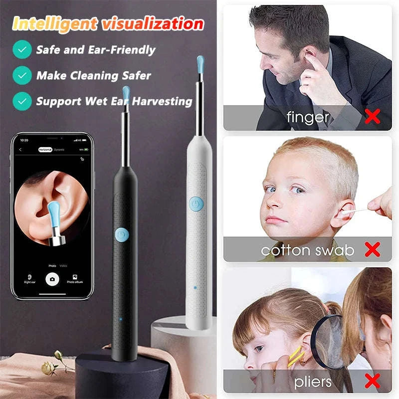 Visual Ear Wax Cleaner with Camera – Smart Ear Care Kit-NE3-D Basics White