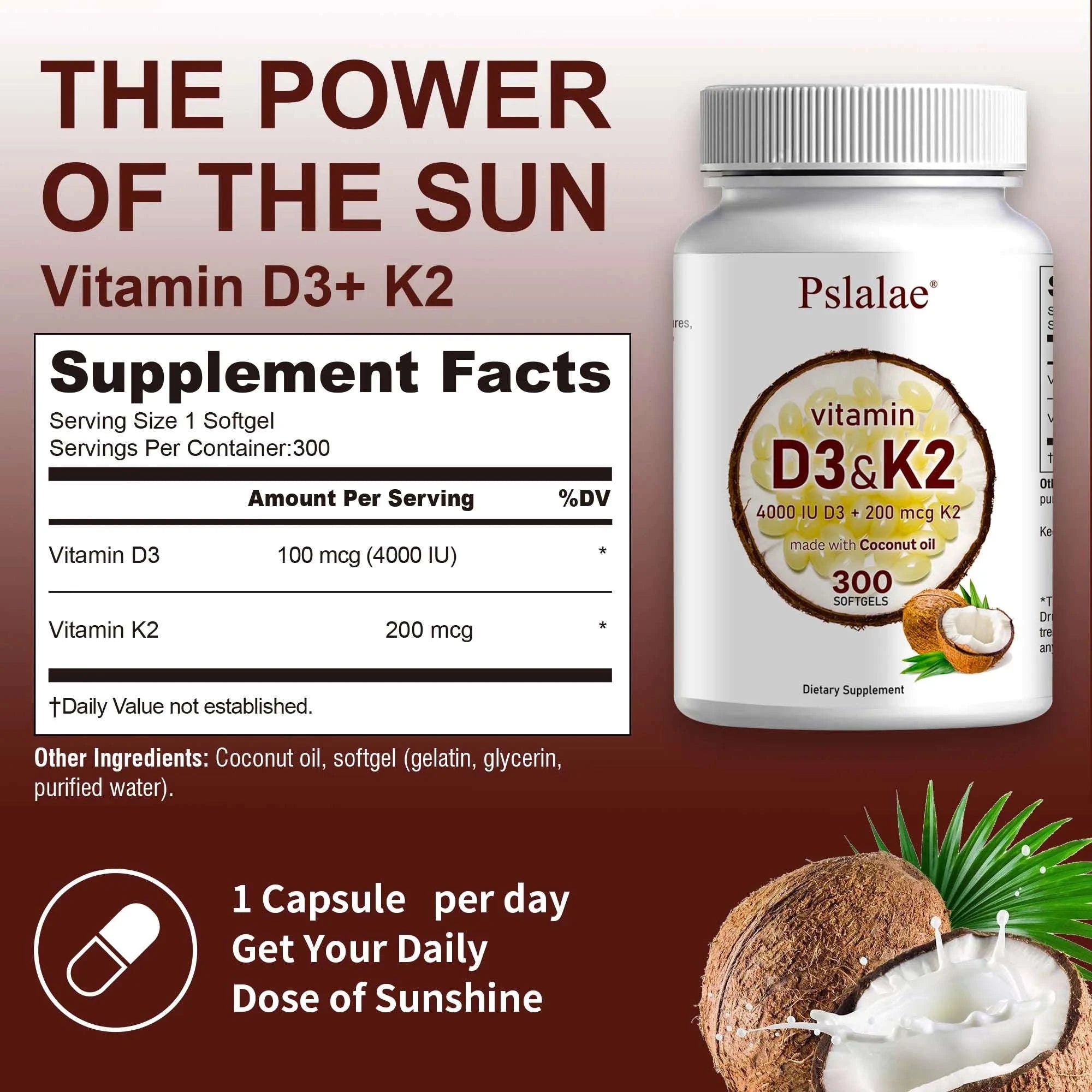 Vitamin D3 and K2 Softgels for Daily Wellness Support-One-Trial stage / United States