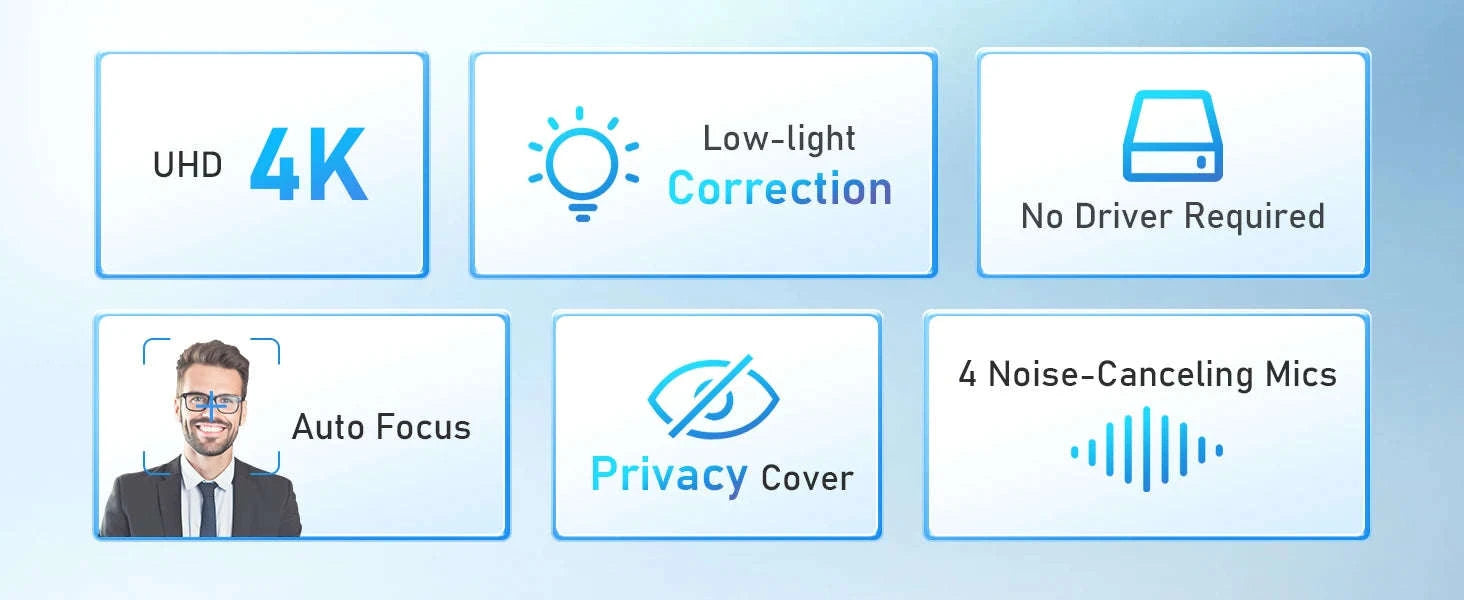 VIZOLINK 4K UHD Webcam with Autofocus and Noise‑Cancelling Mics-4K W8GS / CHINA