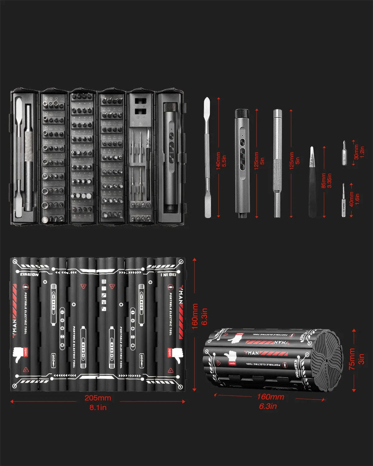 VMAN 138‑in‑1 Precision Electric Screwdriver Set-138 In 1 Black / United States