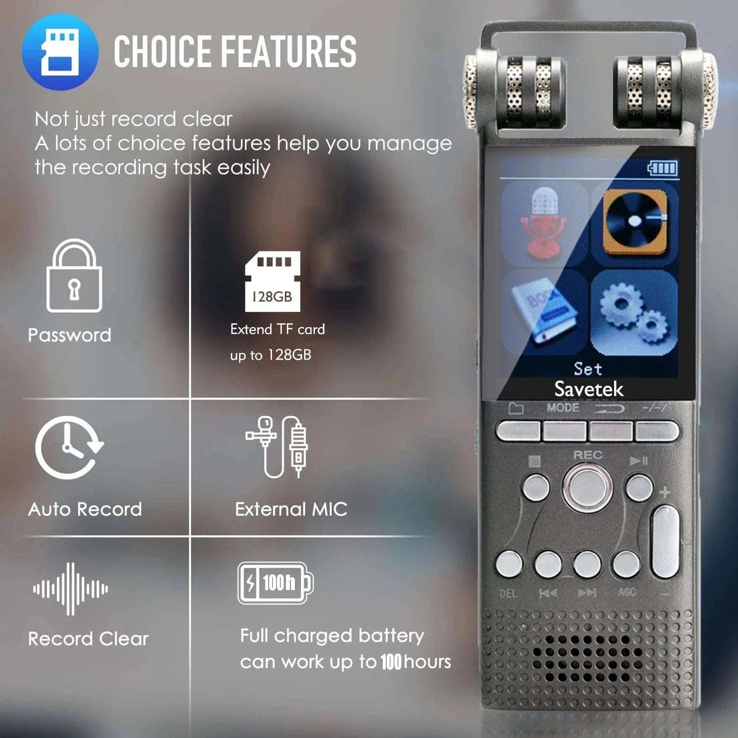 Voice Activated Audio Recorder USB Pen with Playback & File Storage-NoextraMic / China Mainland / 8 GB