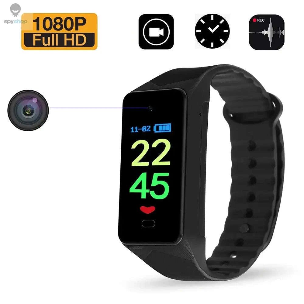 Voice Activated Camera Bracelet Watch – Discreet 1080P Recording & OLED Display-black / Camera with 64GB