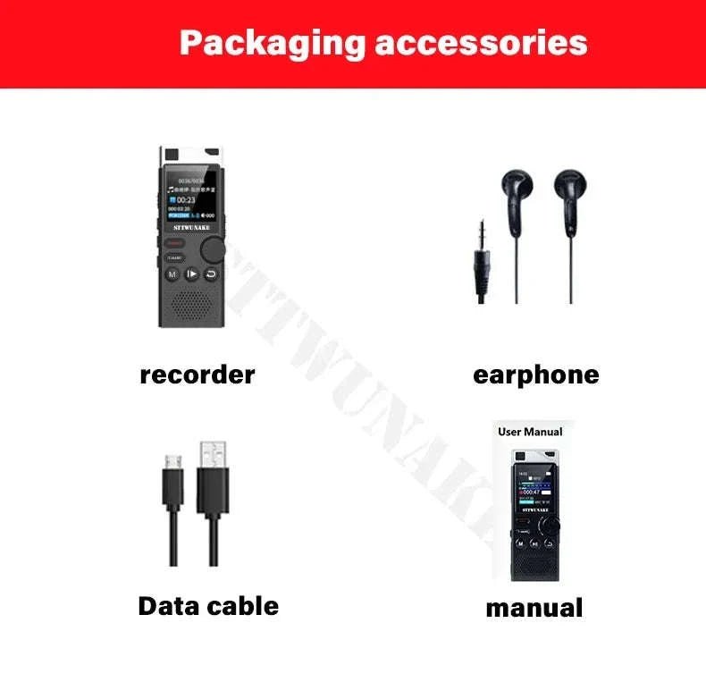 Voice Activation Recorder with Dual‑Core AI Noise Reduction-64GB / CHINA