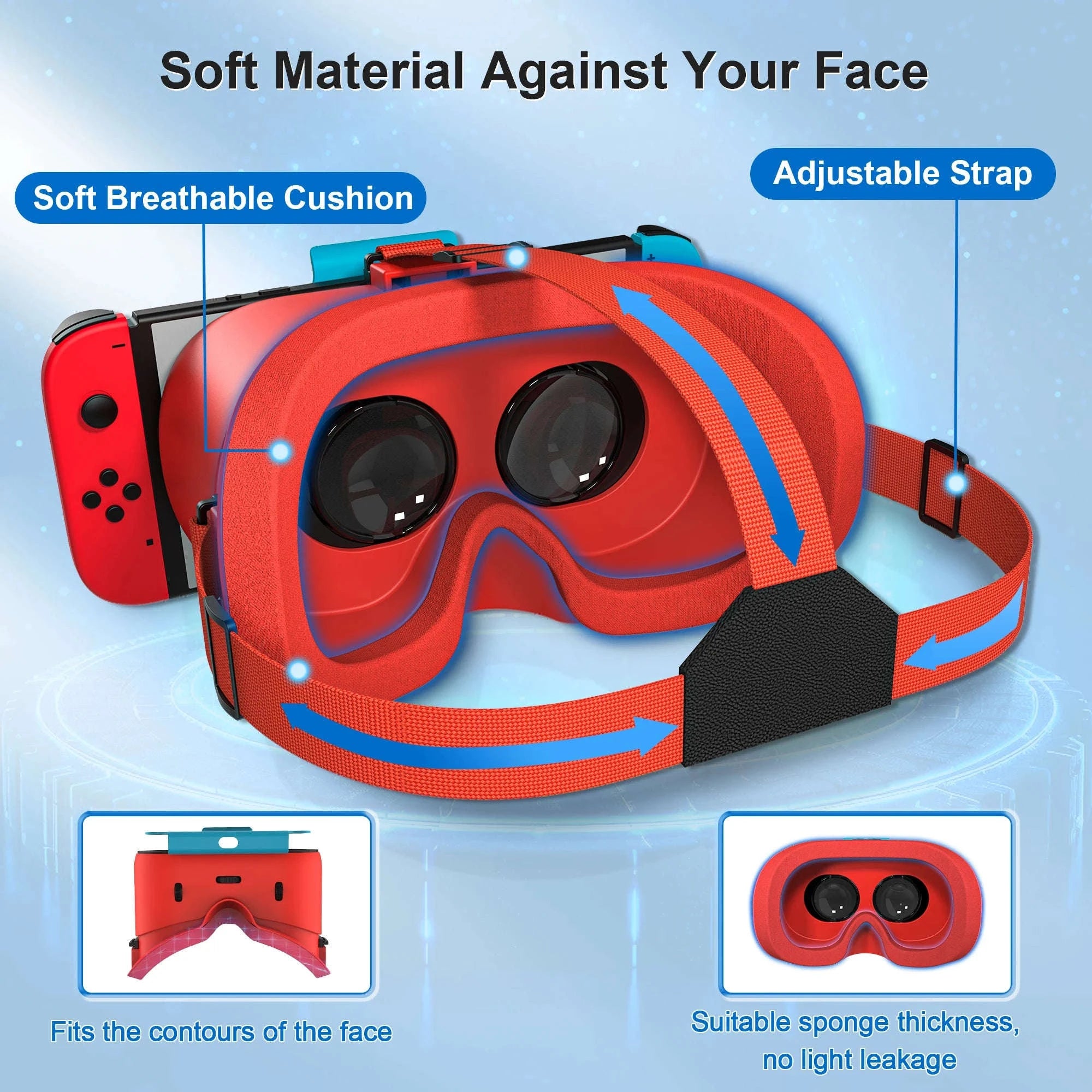 VR Headset for Console and OLED Model with Adjustable HD Lenses-Orange and White / United States