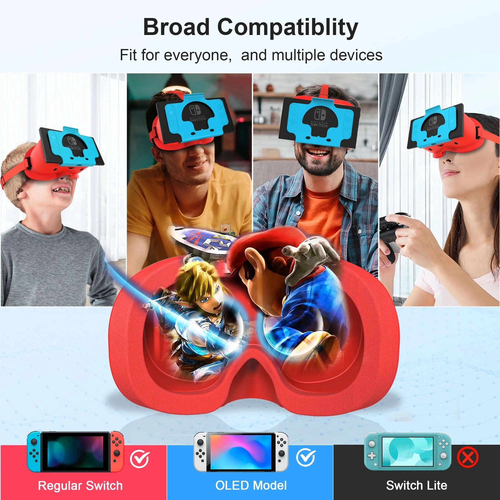 VR Headset for Console and OLED Model with Adjustable HD Lenses-Orange and White / United States