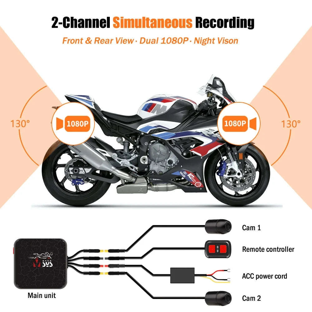 VSYS Dual Motorcycle Dash Cam 1080P Front & Rear-D6RL