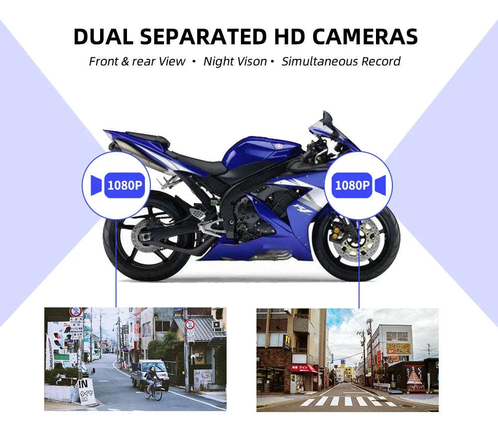 VSYS Dual Motorcycle Dash Cam 1080P Front & Rear-D6RL
