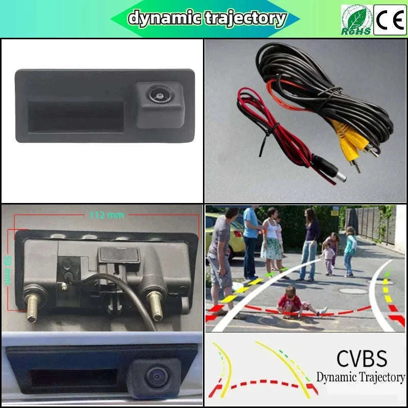 VW Tiguan 2007–2017 Rearview Backup Camera Trunk Handle CCD-AHD-CVBS Fixed ruler