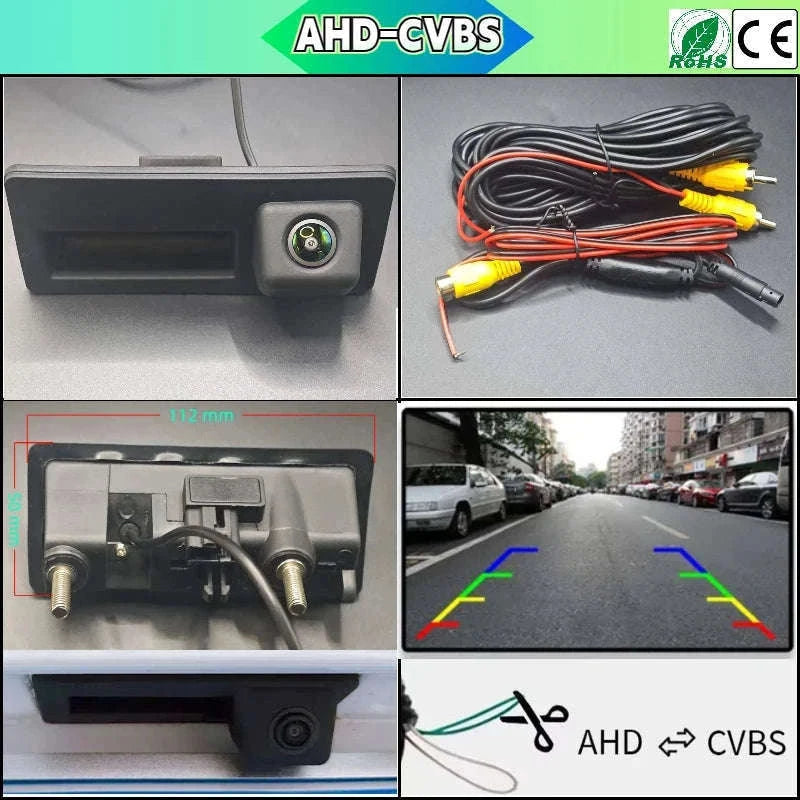 VW Tiguan 2007–2017 Rearview Backup Camera Trunk Handle CCD-AHD-CVBS Fixed ruler