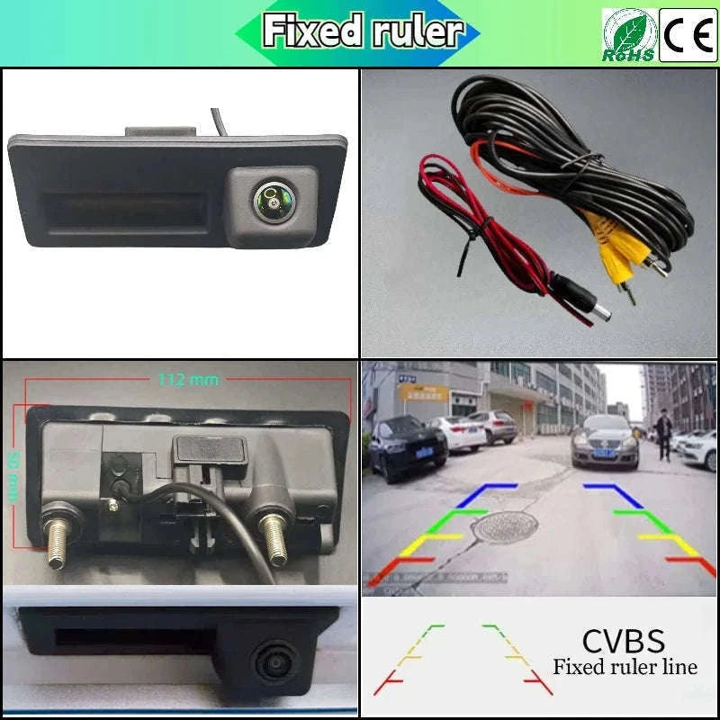 VW Tiguan 2007–2017 Rearview Backup Camera Trunk Handle CCD-AHD-CVBS Fixed ruler