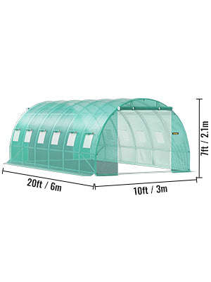 Walk-In Tunnel Greenhouse Galvanized Frame Waterproof Cover-10x7x7 ft Green / United States