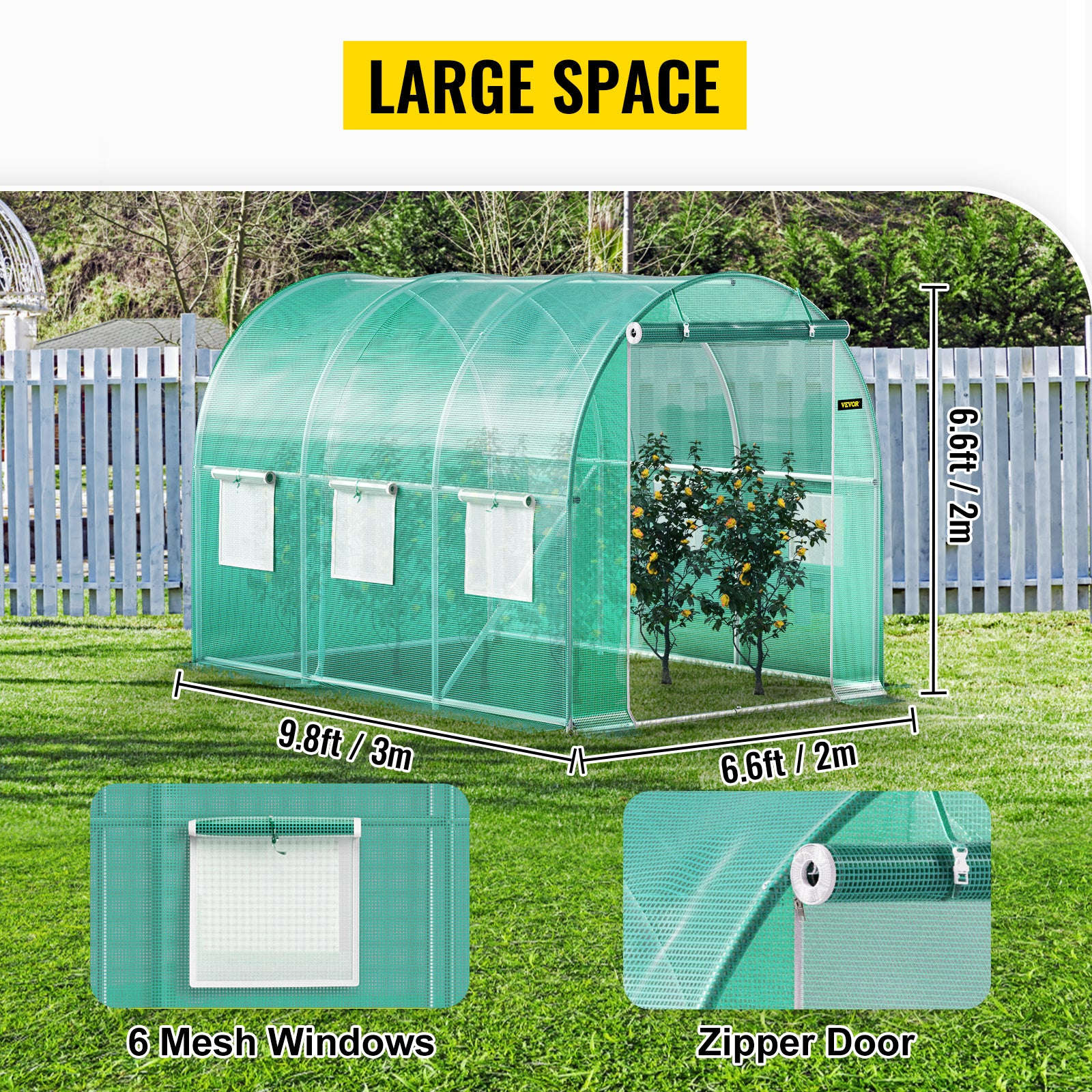 Walk-In Tunnel Greenhouse Galvanized Frame Waterproof Cover-10x7x7 ft Green / United States