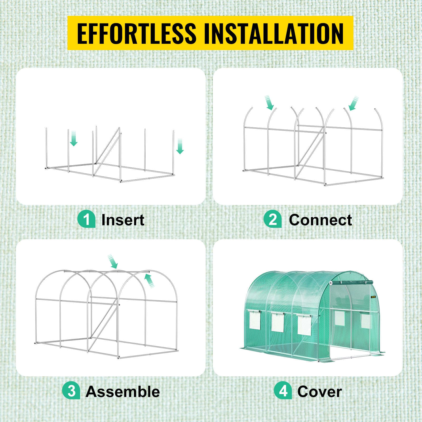 Walk-In Tunnel Greenhouse Galvanized Frame Waterproof Cover-10x7x7 ft Green / United States