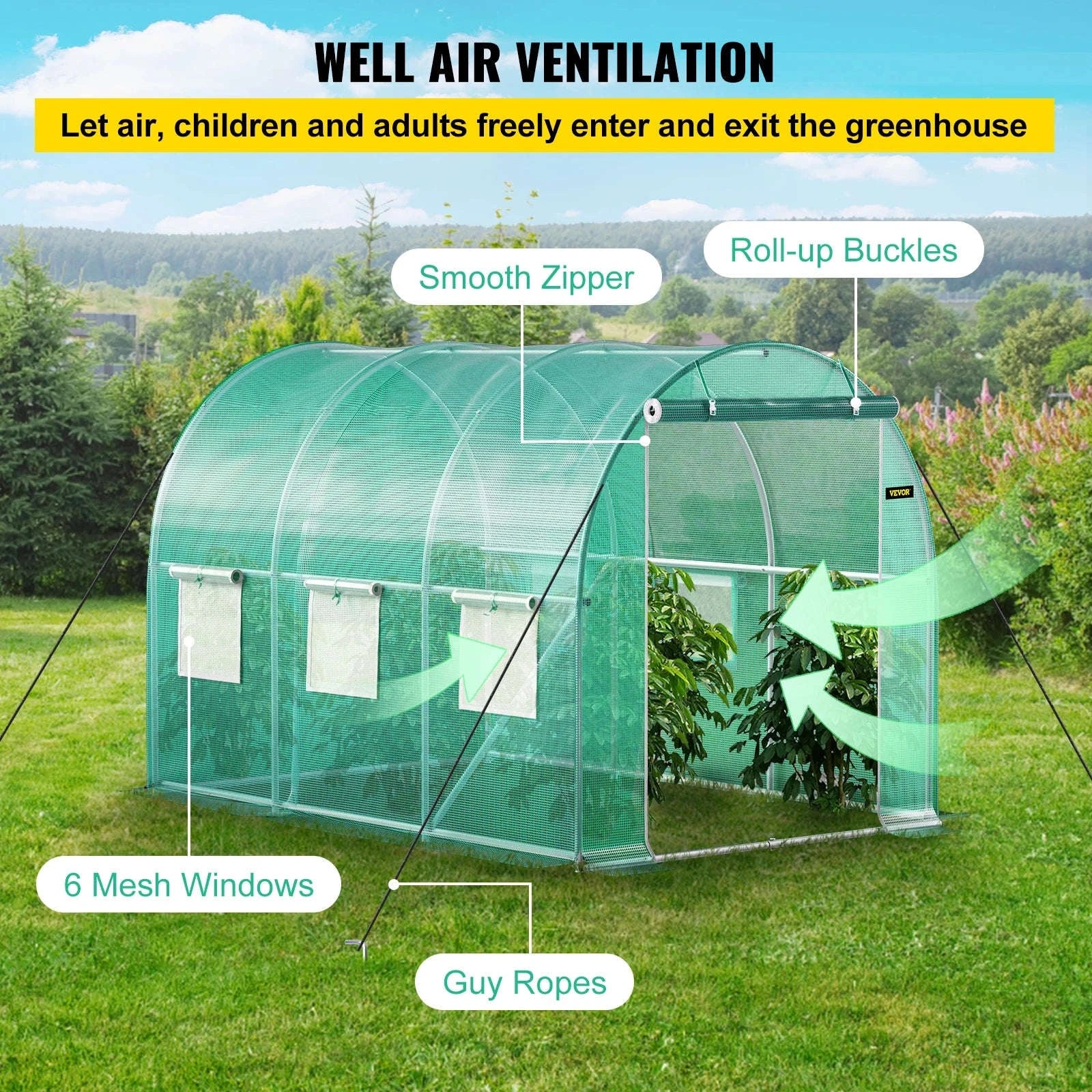 Walk-In Tunnel Greenhouse Galvanized Frame Waterproof Cover-10x7x7 ft Green / United States