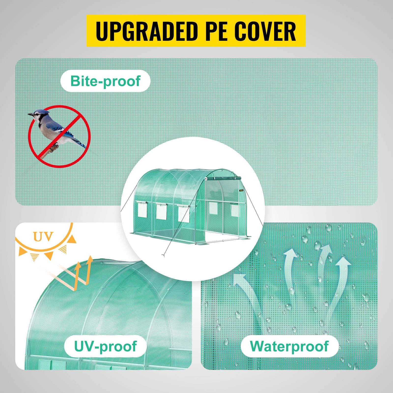 Walk-In Tunnel Greenhouse Galvanized Frame Waterproof Cover-10x7x7 ft Green / United States