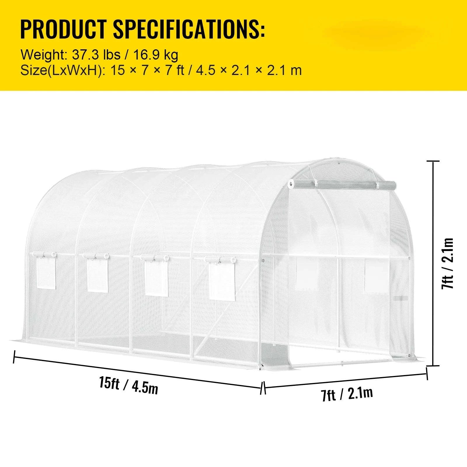 Walk-In Tunnel Greenhouse Galvanized Frame Waterproof Cover-10x7x7 ft Green / United States