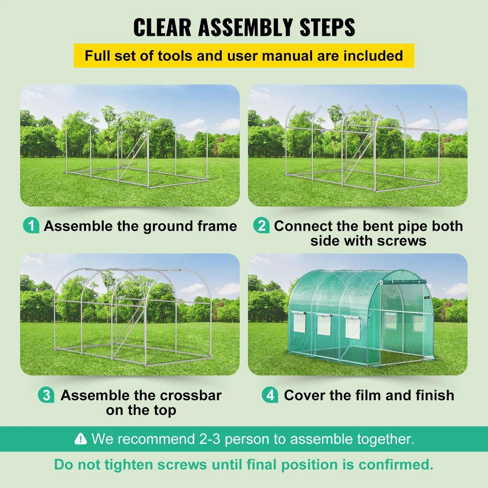 Walk-In Tunnel Greenhouse Galvanized Frame Waterproof Cover-10x7x7 ft Green / United States
