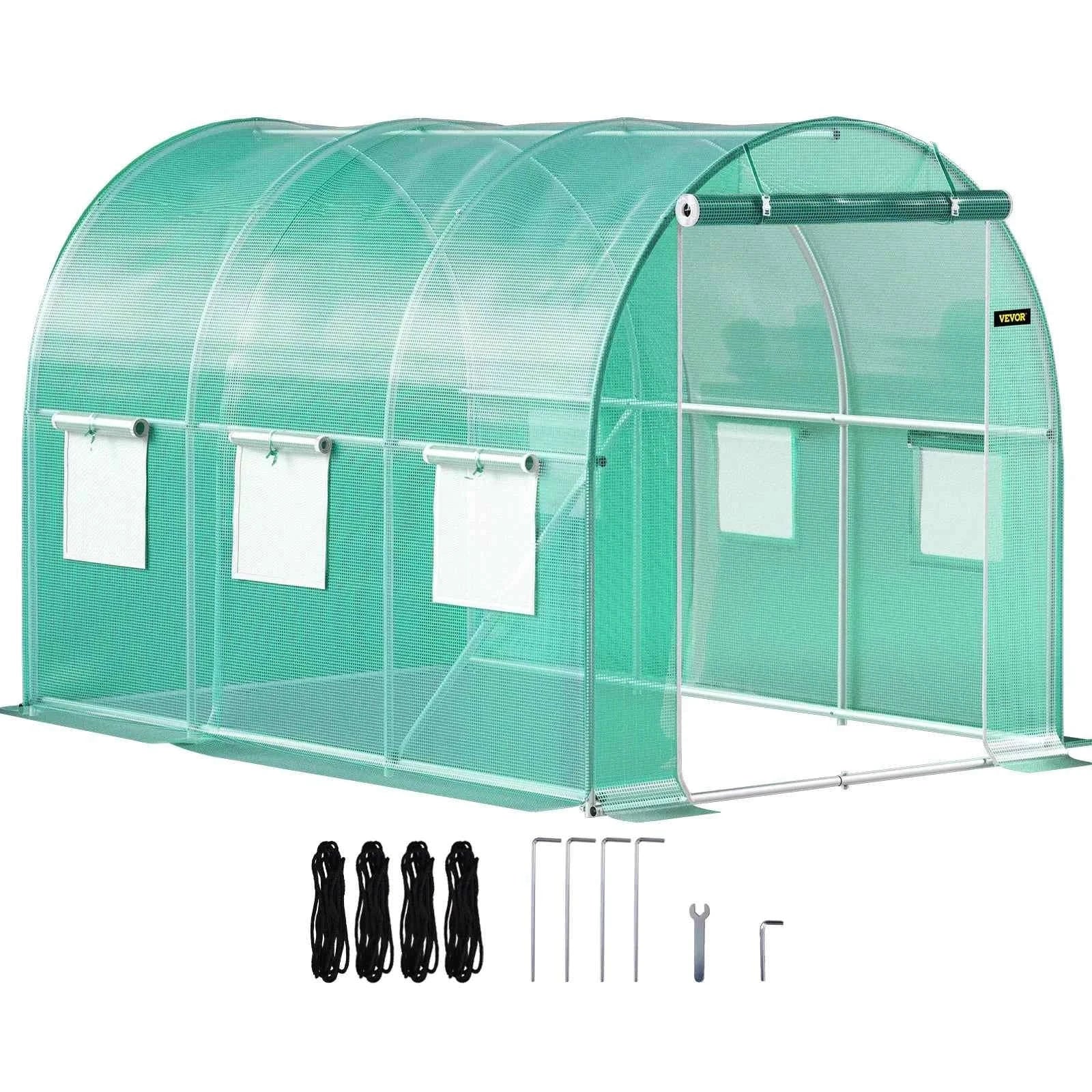 Walk-In Tunnel Greenhouse Galvanized Frame Waterproof Cover-10x7x7 ft Green / United States