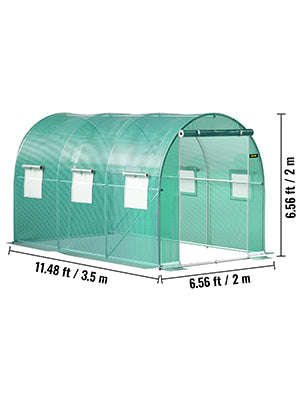 Walk-In Tunnel Greenhouse Galvanized Frame Waterproof Cover-10x7x7 ft Green / United States