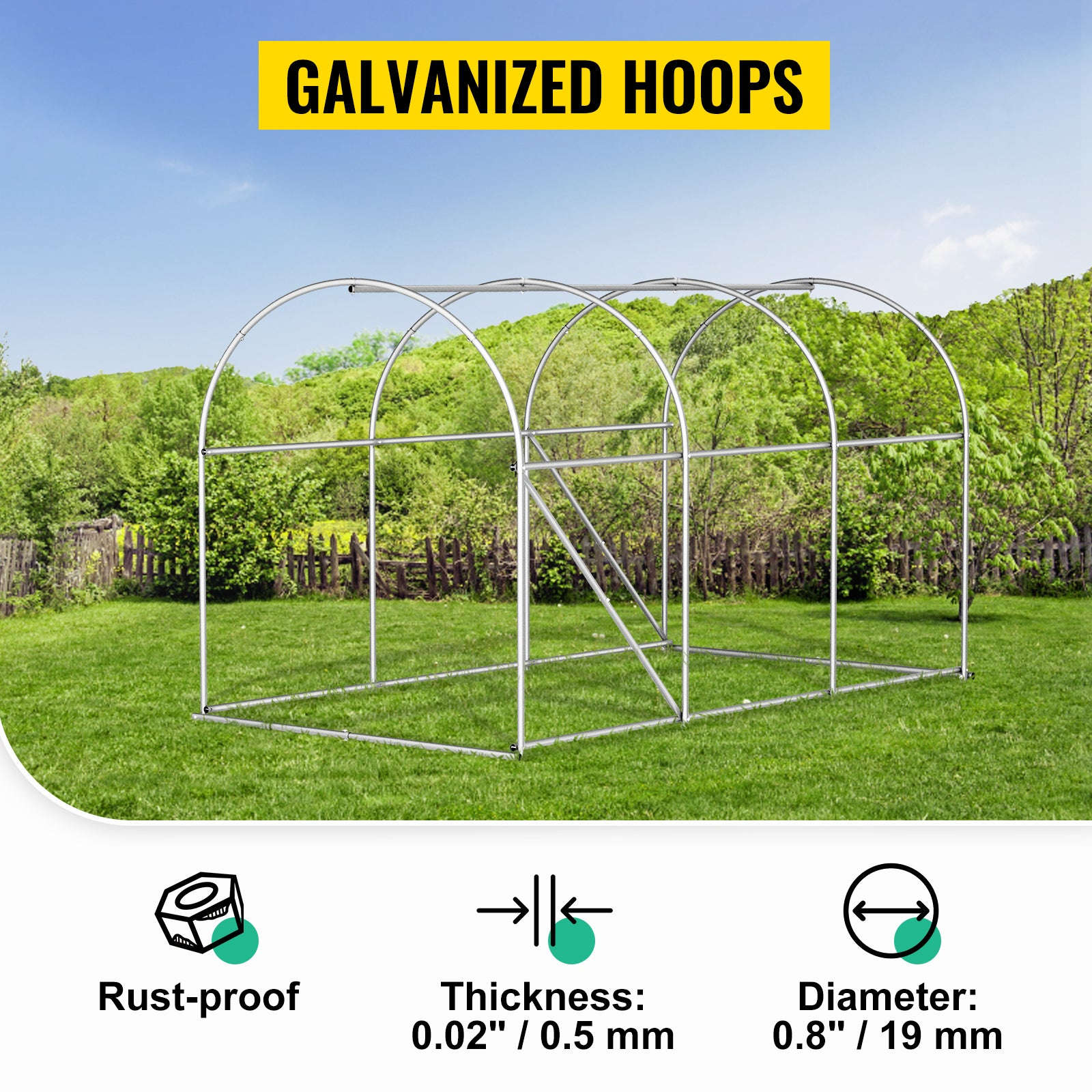 Walk-In Tunnel Greenhouse Galvanized Frame Waterproof Cover-10x7x7 ft Green / United States