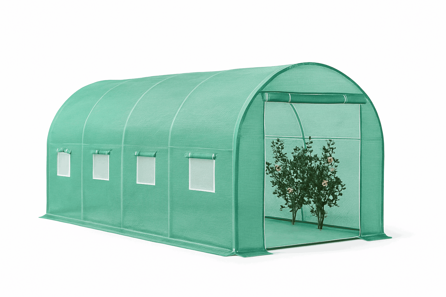 Walk-In Tunnel Greenhouse with Galvanized Frame & PE Cover-Green 10x7x7 ft / China Mainland