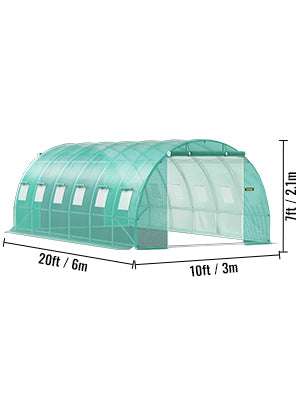 Walk-In Tunnel Greenhouse with Galvanized Frame & PE Cover-Green 20x10x7 ft / Poland