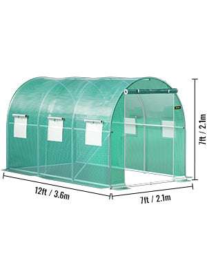 Walk-In Tunnel Greenhouse with Galvanized Frame & PE Cover-Green 20x10x7 ft / Poland