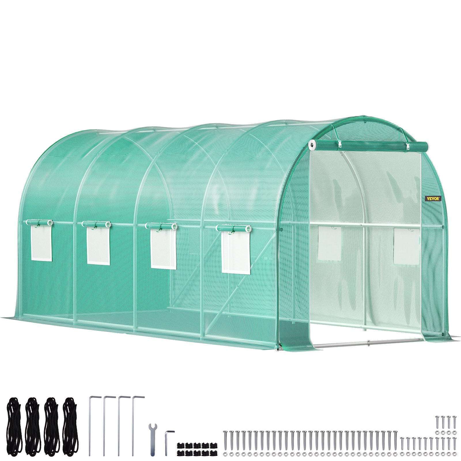 Walk-In Tunnel Greenhouse with Galvanized Frame & PE Cover-Green 20x10x7 ft / Poland