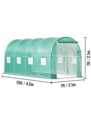 Walk-In Tunnel Greenhouse with Galvanized Frame & PE Cover-Green 20x10x7 ft / Poland
