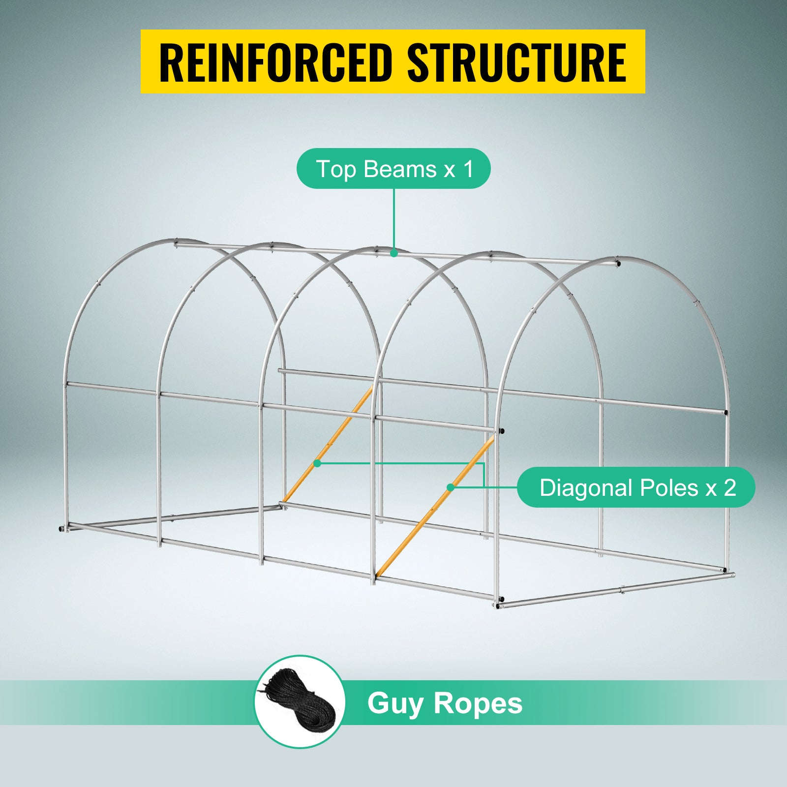 Walk-In Tunnel Greenhouse with Galvanized Frame & PE Cover-M / United States