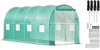 Walk-In Tunnel Greenhouse with Galvanized Frame & PE Cover-M / United States