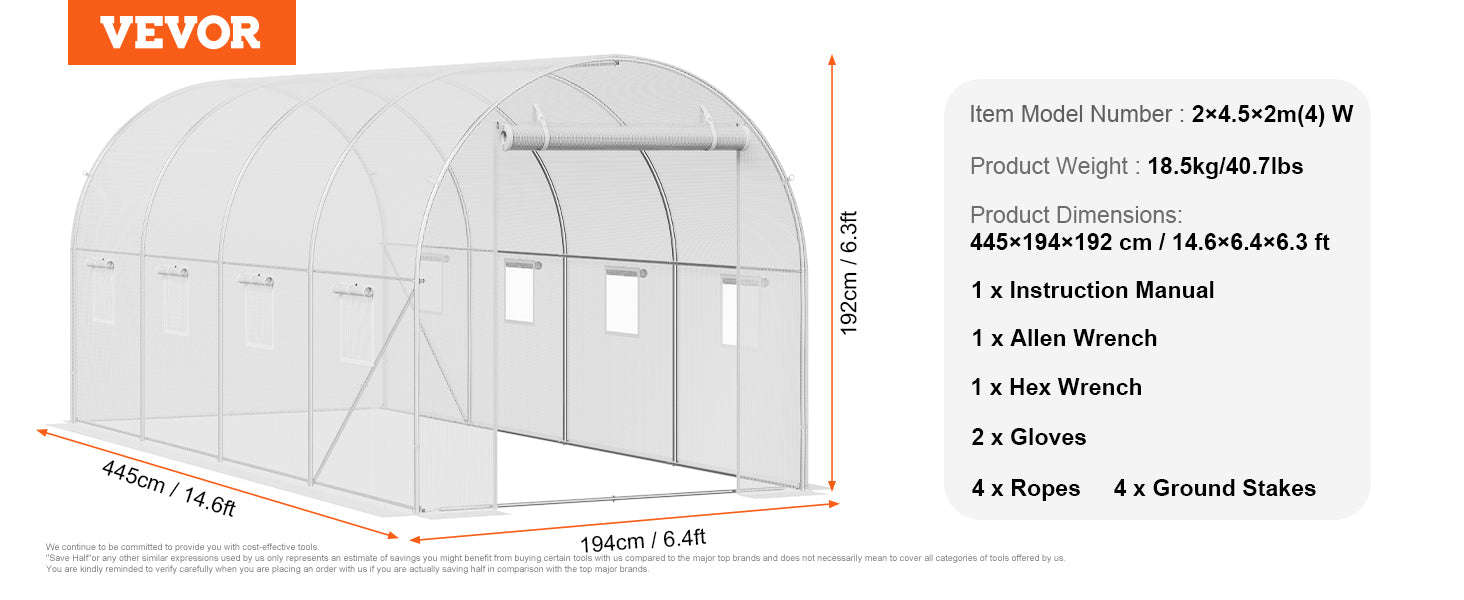 Walk-In Tunnel Greenhouse with Galvanized Steel Frame and PE Cover-30x10x7ft Green B / United States