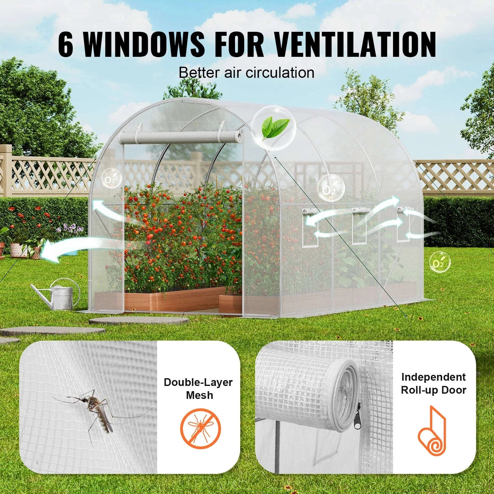 Walk-In Tunnel Greenhouse with Galvanized Steel Frame and PE Cover-30x10x7ft Green B / United States