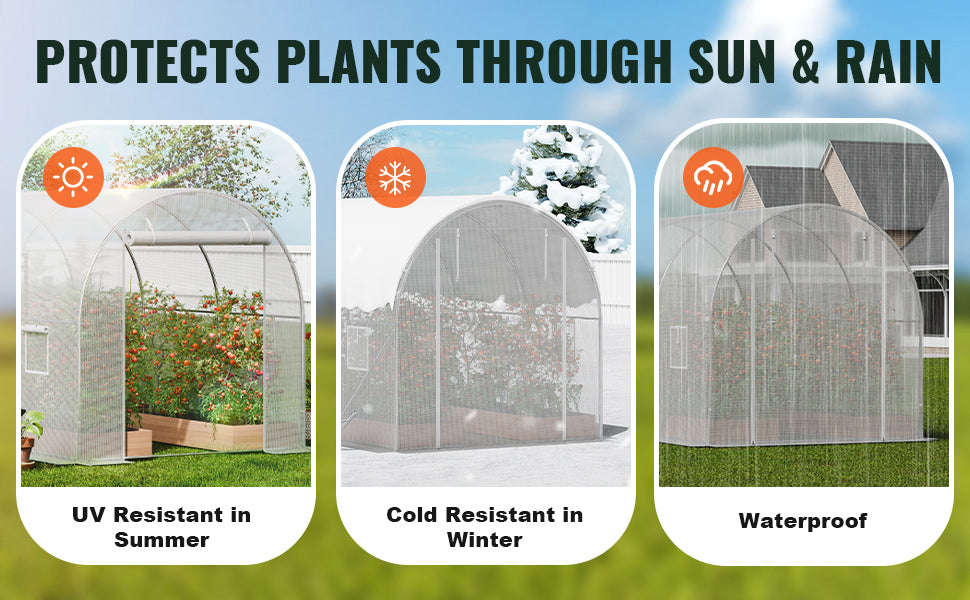 Walk-In Tunnel Greenhouse with Galvanized Steel Frame and PE Cover-30x10x7ft Green B / United States