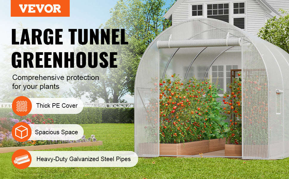 Walk-In Tunnel Greenhouse with Galvanized Steel Frame and PE Cover-30x10x7ft Green B / United States