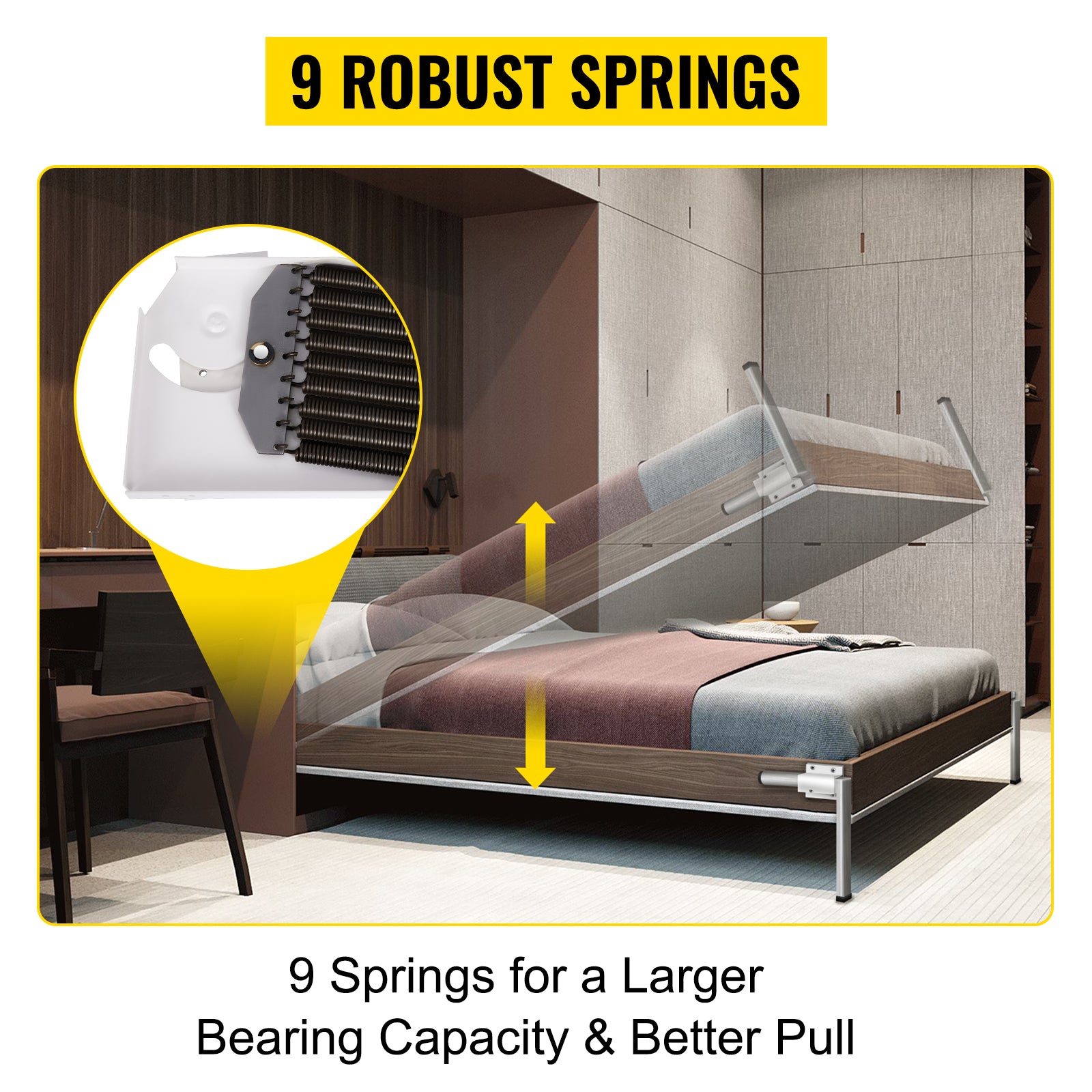 Murphy Bed Hardware Kit for Queen or King Wall Beds