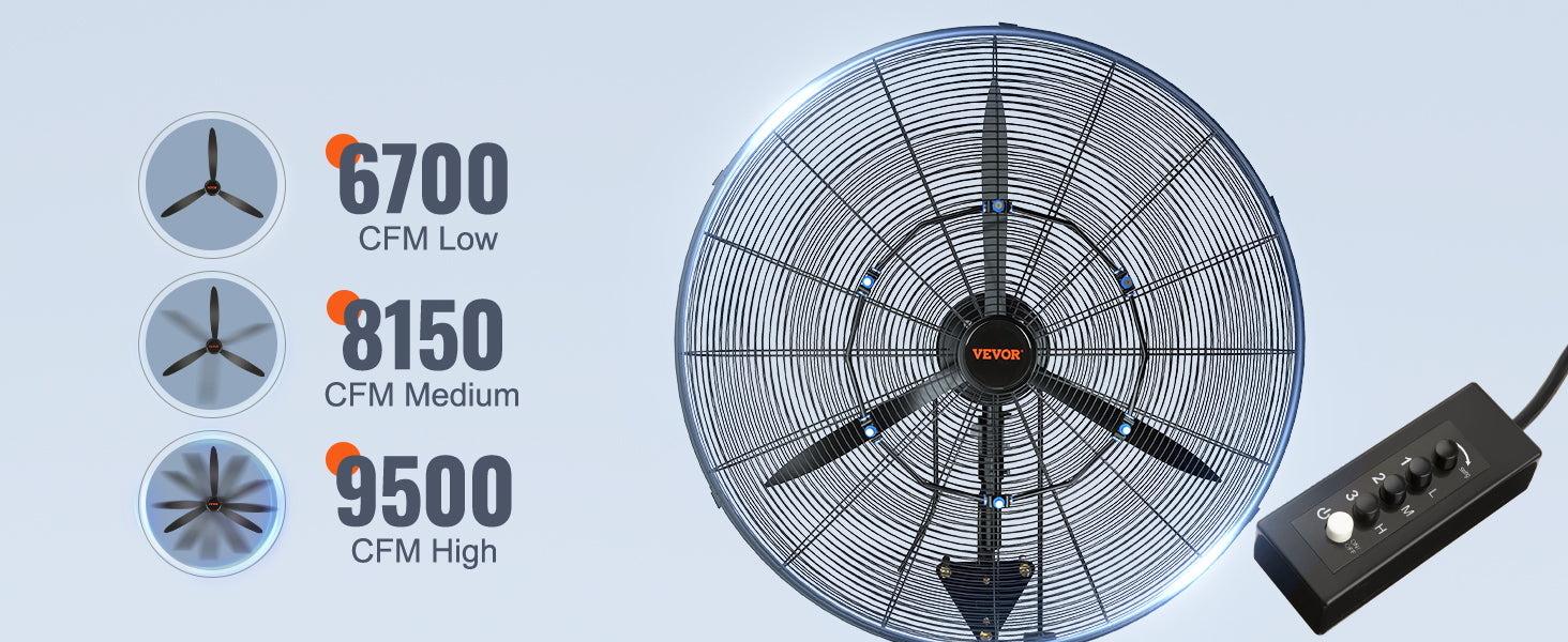 Wall-Mount Misting Fan 3-Speed Oscillating IP44 9500 CFM