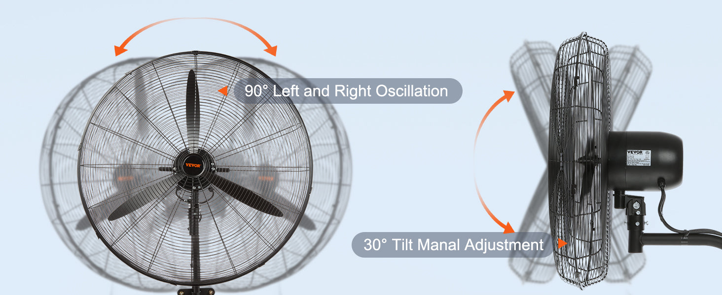 Wall-Mount Misting Fan 3-Speed Oscillating IP44 9500 CFM