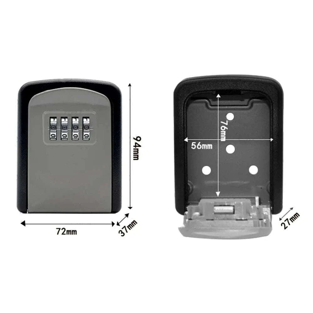 Wall Mount 4-Digit Password Key Lock Box-black