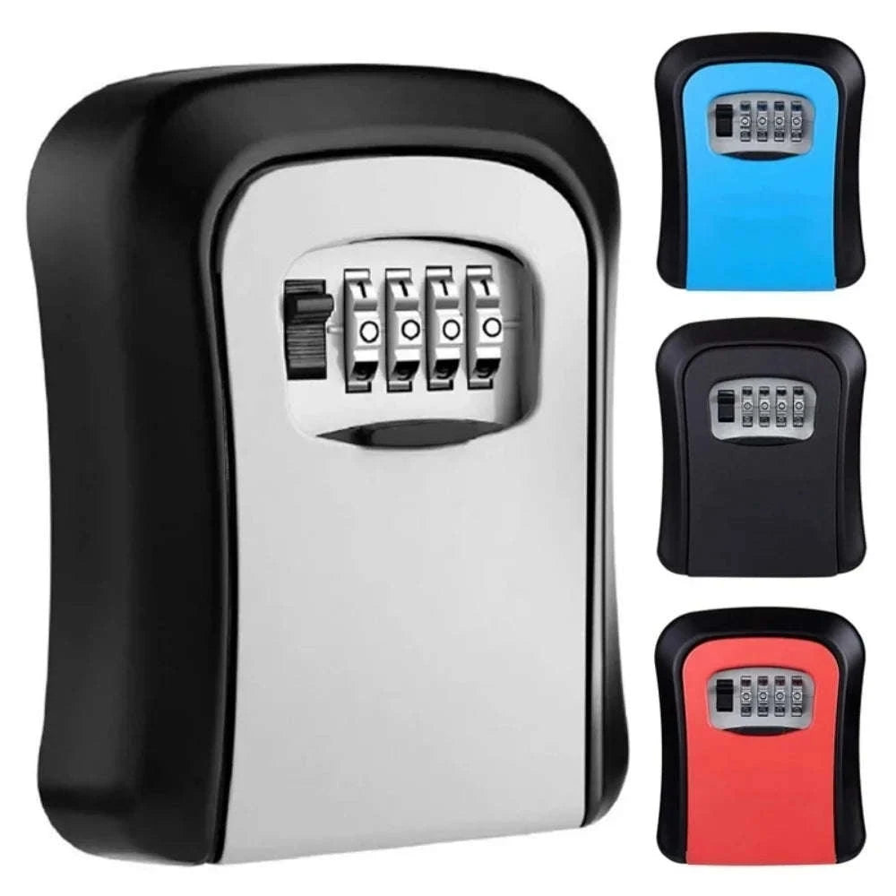 Wall Mount 4-Digit Password Key Lock Box-black