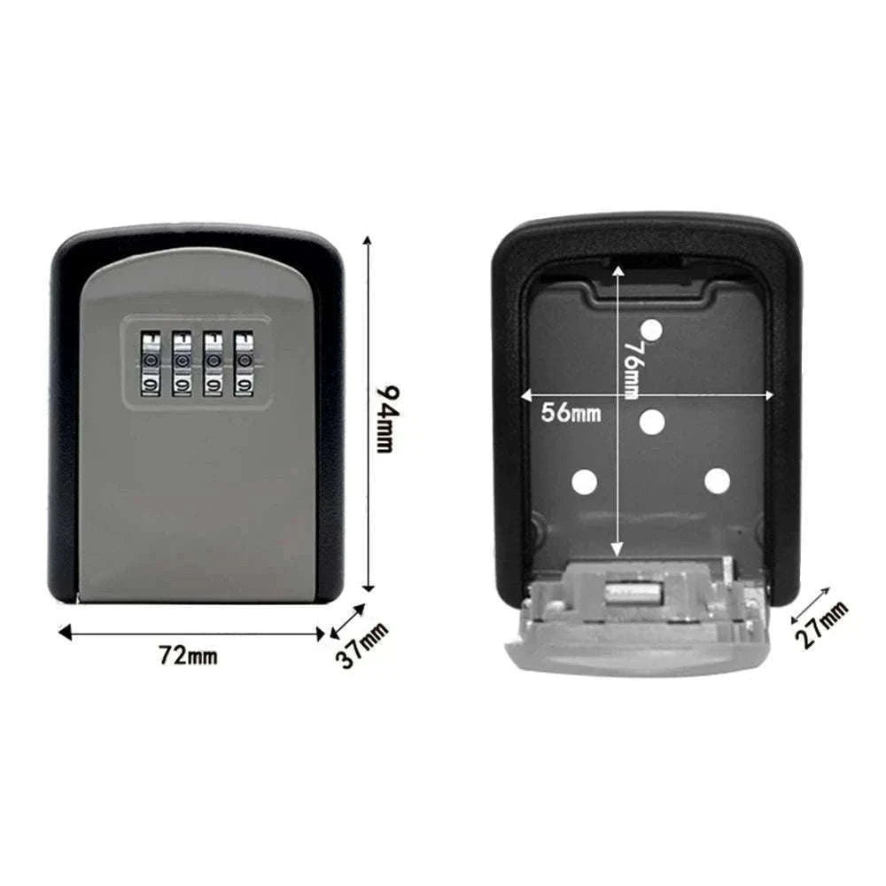 Wall Mount 4-Digit Password Key Lock Box-black