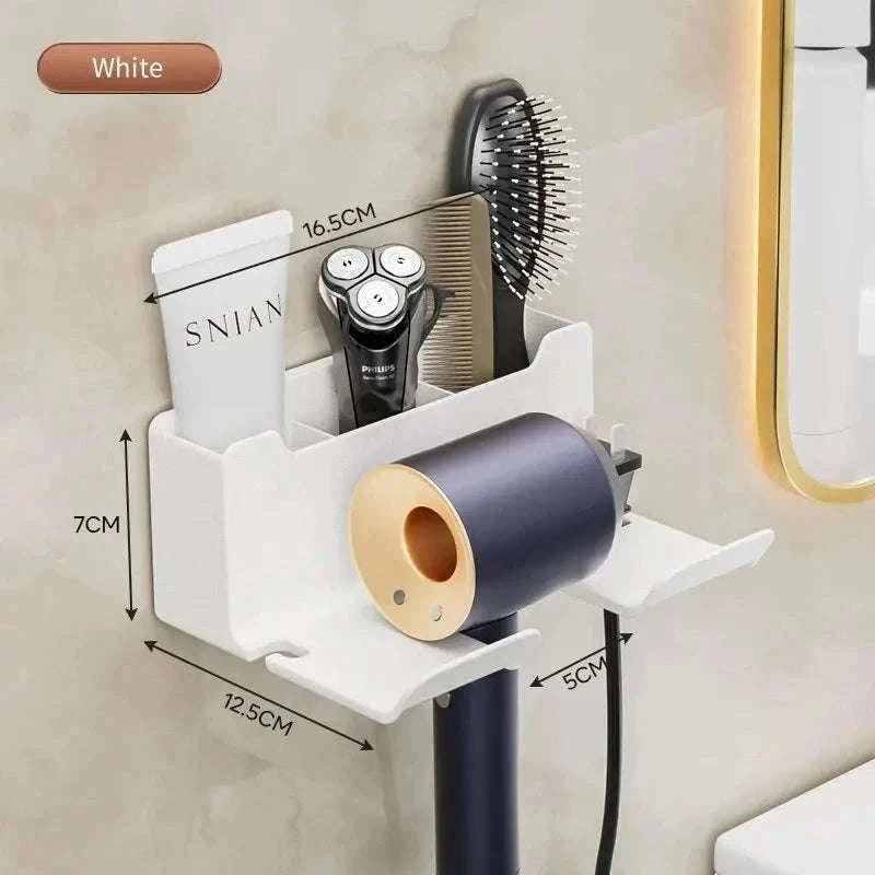 Wall Mount Hair Dryer Holder and Straightener Stand-black