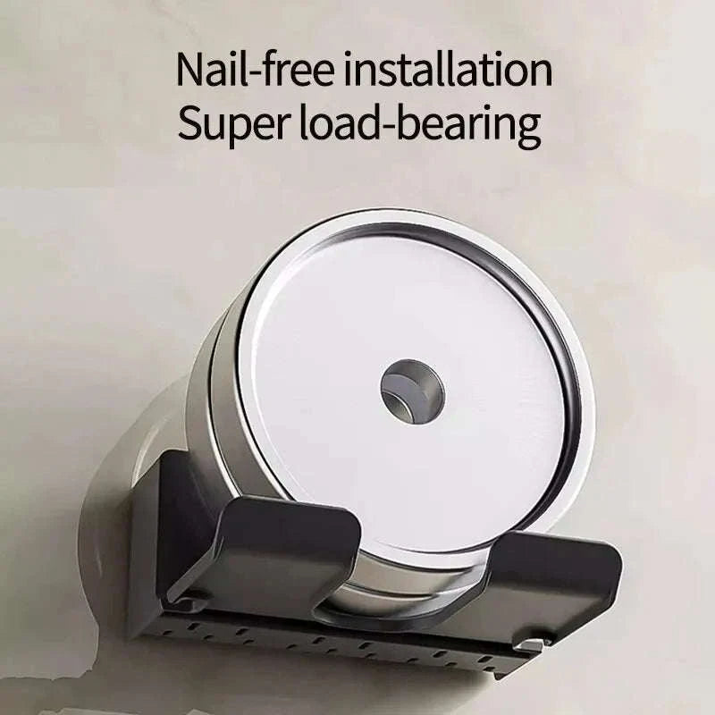 Wall Mount Hair Dryer Holder & Straightener Stand-black