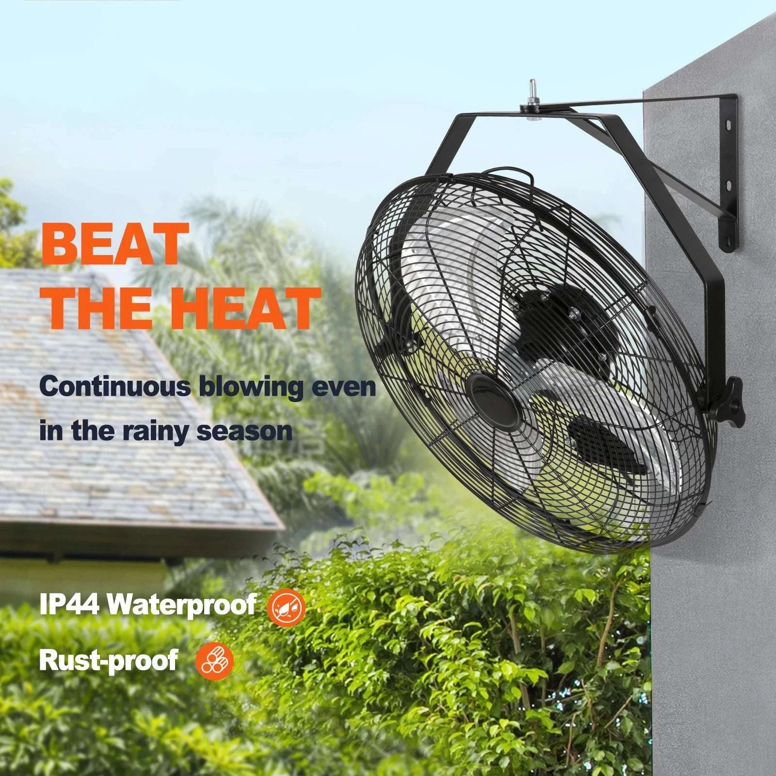 Wall Mount Industrial Fan 4150 CFM Waterproof Oscillating 90W-17.6inch / United States