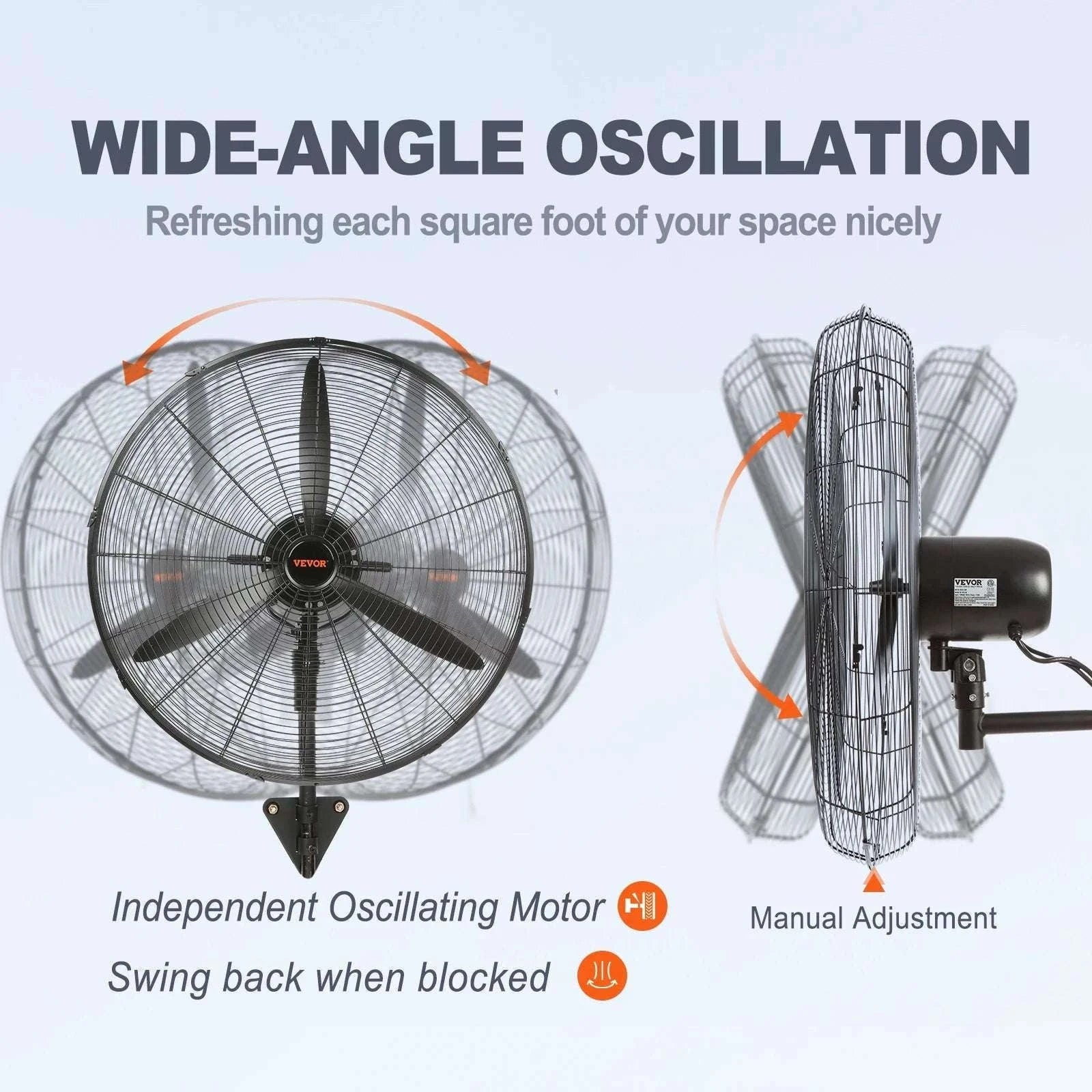 Wall-Mount Misting Fan 3-Speed Oscillating IP44 9500 CFM-20in Rocking / United States